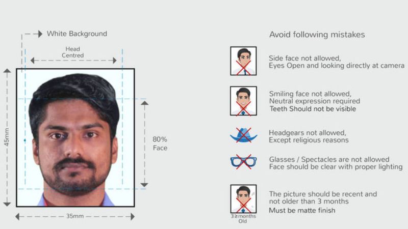 Ảnh chân dung không được đeo kính, đội mũ trừ khi tôn giáo
