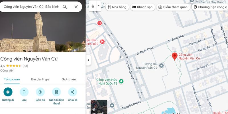 Bạn hãy nhập đầy đủ tên công viên khi tìm trên Google Maps