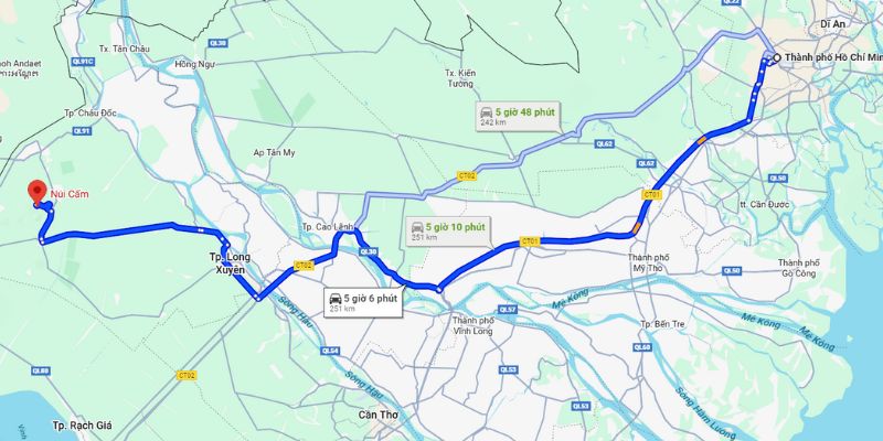 Lộ trình di chuyển bắt đầu từ TP Hồ Chí Minh