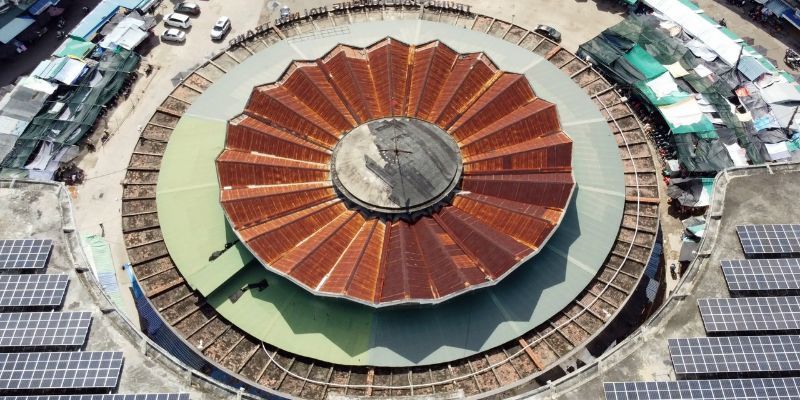 Cấu trúc khu chợ rất độc đáo giống như bông hoa