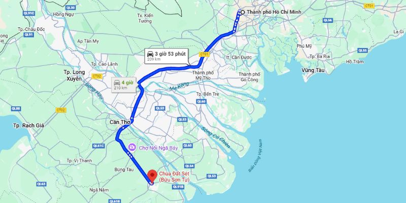 Lộ trình di chuyển đến chùa để du khách tham khảo