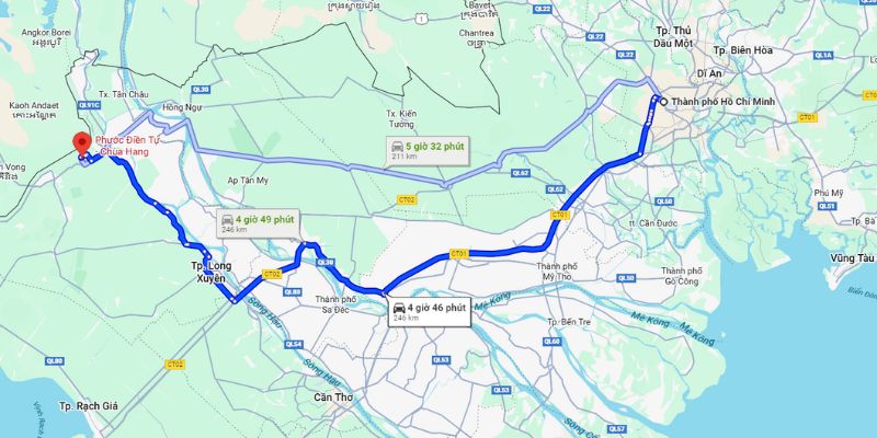 Lộ trình di chuyển để du khách tham khảo khi đến chùa