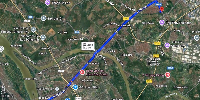 Gợi ý đường di chuyển tới Đền Đô