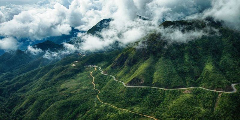 Toàn cảnh đèo Pha Đin từ góc nhìn trên cao
