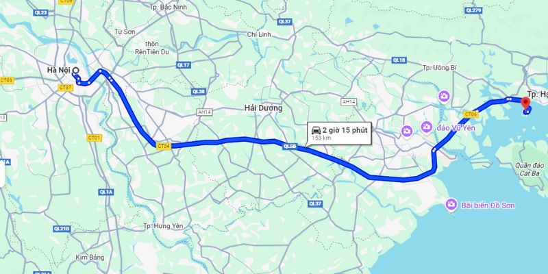 Hướng di chuyển đến Hạ Long từ thành phố Hà Nội