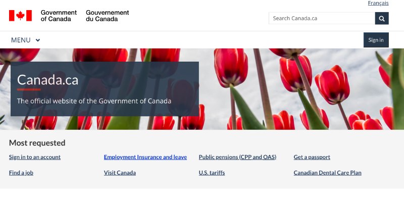 Kiểm tra qua website chính thức của Canada