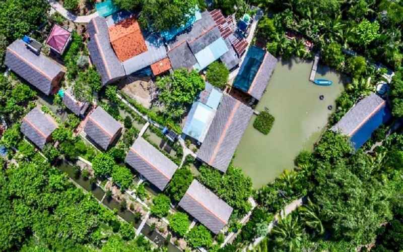 Mekong Rustic Cái Bè nhà sàn ven sông, view vườn trái cây