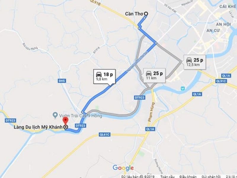 Quãng đường từ trung tâm thành phố đến điểm du lịch