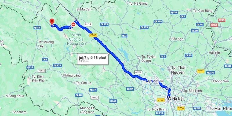 Hướng dẫn cung đường di chuyển đến thác Tác Tình