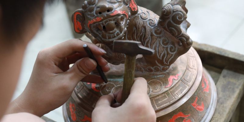 Sản phẩm đúc đồng Đại Bái được chạm khắc tinh xảo