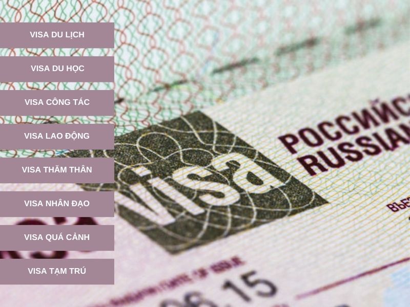 Visa Nga được chia thành nhiều loại tùy theo nhu cầu nhập cảnh